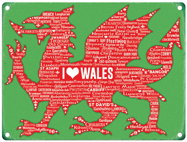 Large Metal Sign-I Love Wales