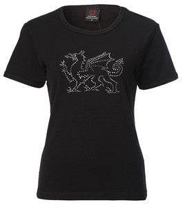 Ladies Sparkly Welsh Dragon T Shirts